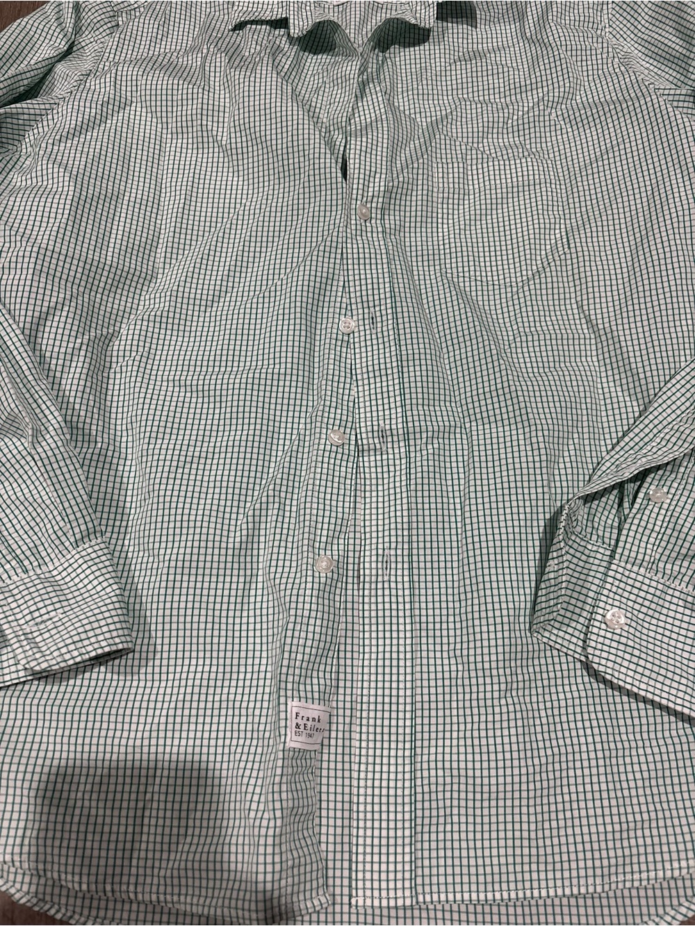 Frank & Eileen Eileen Relaxed Button Down Shirt Size Small Green White Check - Picture 3 of 4